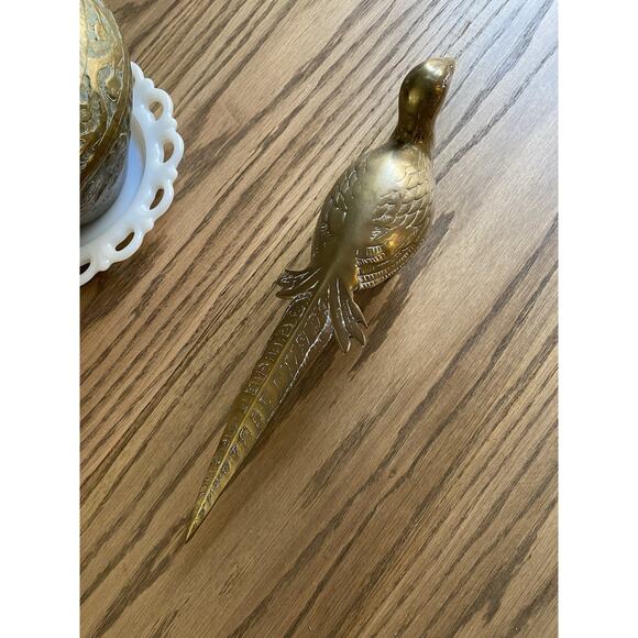 Vintage Midcentury Solid Brass Pheasant Made in Korea Large Brass Bird - Picture 3 of 7